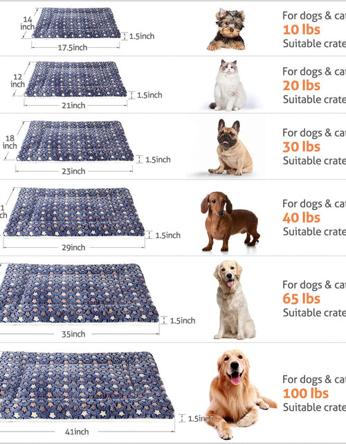 Load image into Gallery viewer, Dog Bed Crate Pad Ultra Soft Pet Bed with Cute Star Print Washable Crate Mat for Large Medium Small Dogs Reversible Fleece Dog Crate Kennel Mat Cat Bed Liner 23 X 18 Inch Dark Blue
