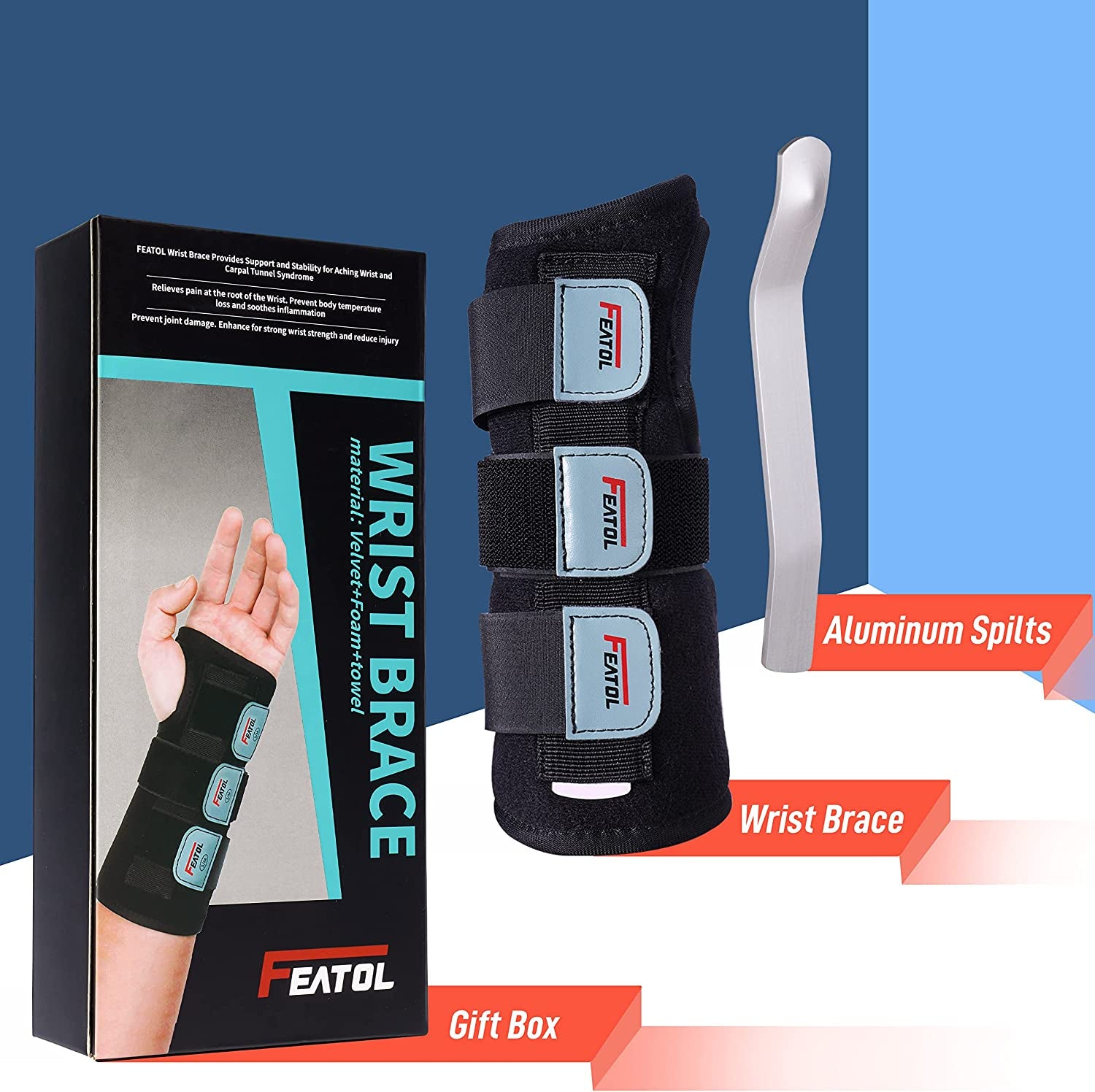 Wrist Brace for Carpal Tunnel, Adjustable Wrist Support Brace with Splints Right Hand, Small/Medium, Arm Compression Hand Support for Injuries, Wrist Pain, Sprain, Sports