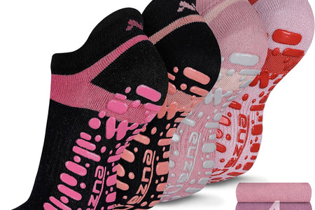 Non Slip Yoga Socks for Women, Anti-Skid Pilates, Barre, Hospital Socks with Grips, Size 5-10