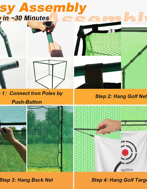 Load image into Gallery viewer, Golf Cage Net,Golf Cage Netting,Golf Hitting Cage,Golf Nets for Backyard Driving, Heavy Duty Golf Cage Net,High Impact Golf Net System with Target(Size Optional)
