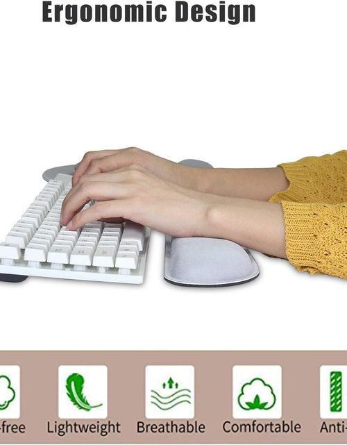 Load image into Gallery viewer, Ergonomic Keyboard Mouse Pad Wrist Support Set - Anti-Slip Keyboard Mice Mat Wrist Rest for Laptop/Computer Gaming/Office - Durable &amp; Comfortable for Easy Typing &amp; Pain Relief(Kwrp-Gray)
