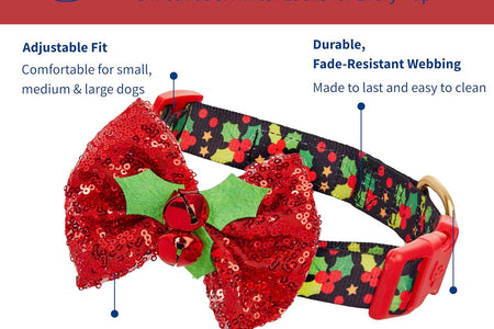 10+ Designs Holiday Christmas Festival Dog Collars, Collar Covers