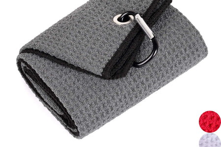 Microfiber Waffle Pattern Golf Towel | Club Groove Cleaner Brush | Foldable Divot Tool with Magnetic Ball Marker (Dark Gray Towel/Brush/Bone Divot)