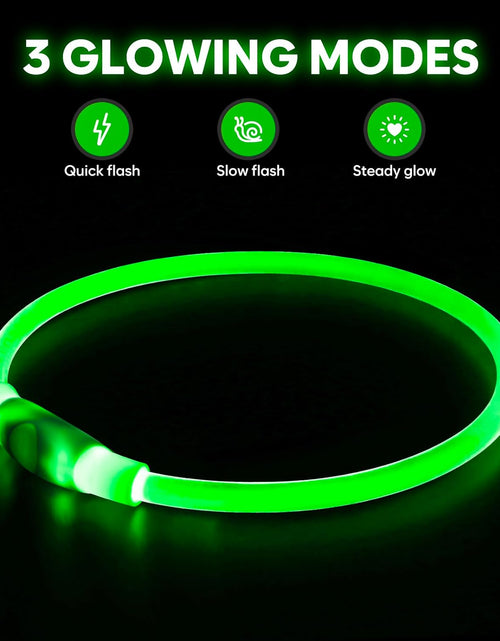 Load image into Gallery viewer, LED Dog Collar - USB Rechargeable Light up Dog Collars Glow in the Dark - Waterproof LED Dog Necklace Light for Night Walking (Green)
