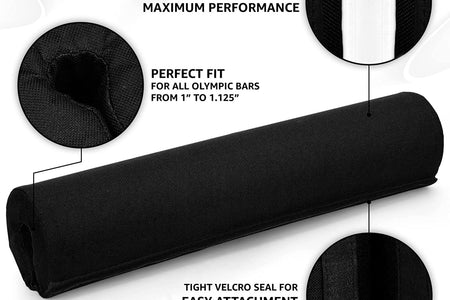 Barbell Foam Nylon Bar Pad/Pvc Bar Pad - 16 Inches Neck and Shoulder Protective Barbell Pad for Squats, Lunges & Hip Thrust - Fits 1” Standard and 2” Olympic Bars