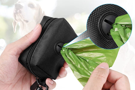 2 Pack Dog Poop Bag Holder for Leash Attachment - Waste Bag Dispenser for Leash - Fits Any Dog Leash - Portable Set with 1 Hand Free Holder Metal Carrier - Black&Purple
