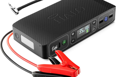 Bolt Air 58830 Mwh Portable Emergency Power Kit with Tire Pump, 4 Interchangeable Air Nozzles, Extra Accessory Kit, Car Jump Starter, and Car Charger - Black Graphite