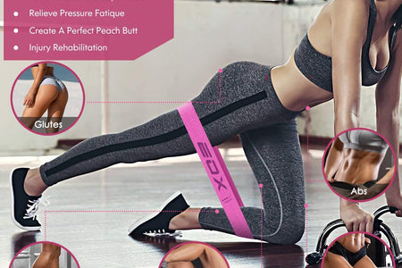 Exercise Resistance Fabric Loop Bands, Non-Slip Resistance Workout Bands for Legs & Butt and Glutes, 5 Resistance Levels Hip Training Bands (Pink)