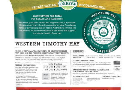Animal Health Western Timothy Hay - All Natural Hay for Rabbits, Guinea Pigs, Chinchillas, Hamsters & Gerbils -Veterinarian Recommended- Grown in the USA-90 Oz.