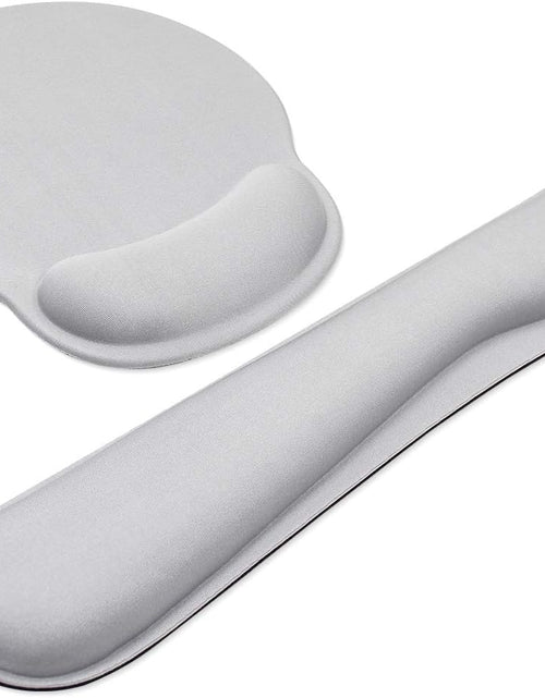 Load image into Gallery viewer, Ergonomic Keyboard Mouse Pad Wrist Support Set - Anti-Slip Keyboard Mice Mat Wrist Rest for Laptop/Computer Gaming/Office - Durable &amp; Comfortable for Easy Typing &amp; Pain Relief(Kwrp-Gray)
