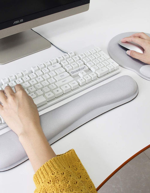 Load image into Gallery viewer, Ergonomic Keyboard Mouse Pad Wrist Support Set - Anti-Slip Keyboard Mice Mat Wrist Rest for Laptop/Computer Gaming/Office - Durable &amp; Comfortable for Easy Typing &amp; Pain Relief(Kwrp-Gray)
