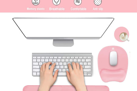 Memory Foam Set Wrist Rest Pad & Mouse Wrist Rest Support,Ergonomic Design for Office,Home,Laptop,Desktop Computer,Gaming Keyboard - Pink
