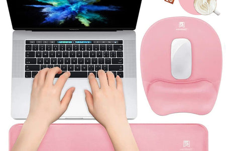 Memory Foam Set Wrist Rest Pad & Mouse Wrist Rest Support,Ergonomic Design for Office,Home,Laptop,Desktop Computer,Gaming Keyboard - Pink
