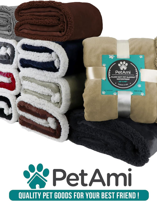 Load image into Gallery viewer, Waterproof Dog Blanket for Small Medium Dog, Pet Puppy Blanket Couch Cover Protection, Sherpa Fleece Cat Blanket Washable Throw Couch Sofa Bed Furniture Protector Reversible Soft 29X40 Charcoal
