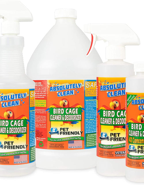 Load image into Gallery viewer, Amazing Bird Cage Cleaner and Deodorizer - Just Spray/Wipe - Safely &amp; Easily Removes Bird Messes Quickly and Easily - USA Made - Fragrance Free (4X Concentrate - 16Oz Makes 64Oz)
