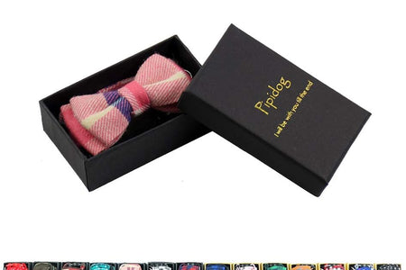 Cat Collar Breakaway with Bell and Bow Tie, Plaid Design Adjustable Safety Kitty Kitten Collars(6.8-10.8In)(Pink Plaid 2)