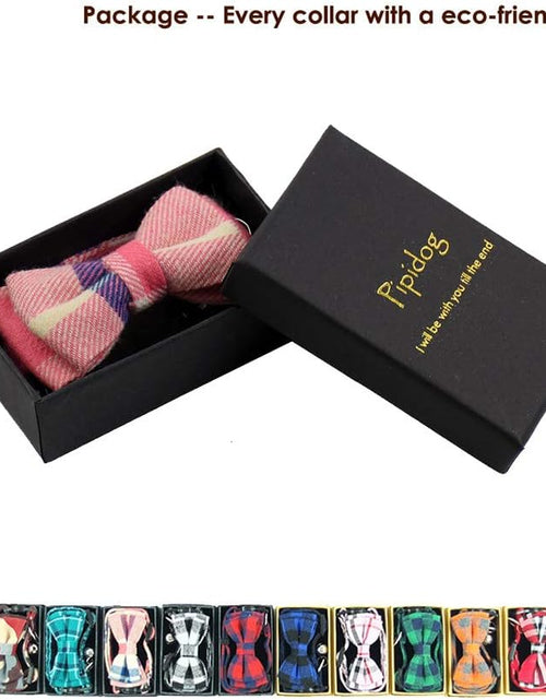 Load image into Gallery viewer, Cat Collar Breakaway with Bell and Bow Tie, Plaid Design Adjustable Safety Kitty Kitten Collars(6.8-10.8In)(Pink Plaid 2)
