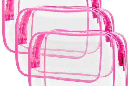 Clear Toiletry Bag,  3 Pack TSA Approved Toiletry Bag Quart Size Bag, Travel Makeup Cosmetic Bag for Women Men, Carry on Airport Airline Compliant Bag