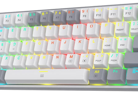K617 Fizz 60% Wired RGB Gaming Keyboard, 61 Keys Compact Mechanical Keyboard W/White and Grey Color Keycaps, Linear Red Switch, Pro Driver/Software Supported