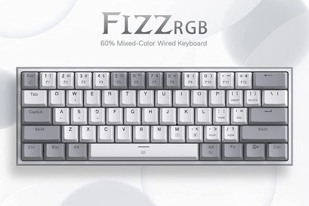 K617 Fizz 60% Wired RGB Gaming Keyboard, 61 Keys Compact Mechanical Keyboard W/White and Grey Color Keycaps, Linear Red Switch, Pro Driver/Software Supported