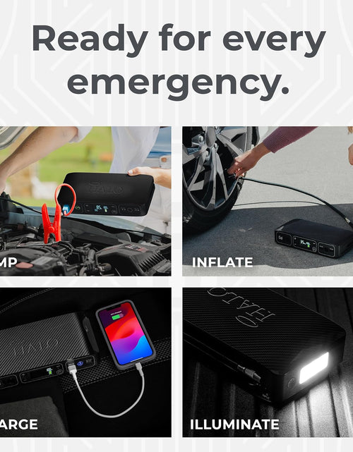 Load image into Gallery viewer, Bolt Air 58830 Mwh Portable Emergency Power Kit with Tire Pump, 4 Interchangeable Air Nozzles, Extra Accessory Kit, Car Jump Starter, and Car Charger - Black Graphite

